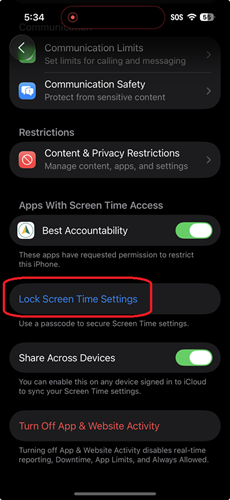Lock Screen Time Settings