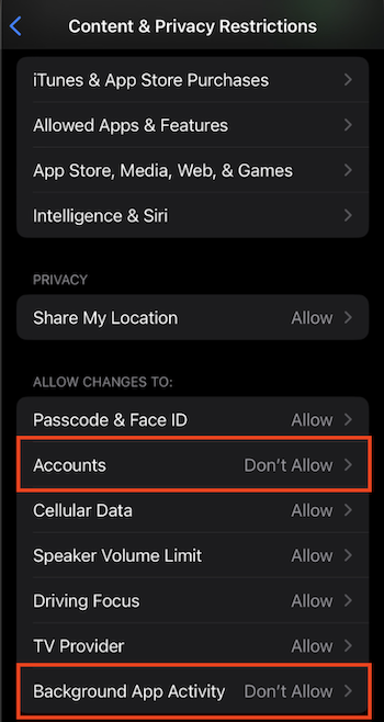 Allow Changes To iOS