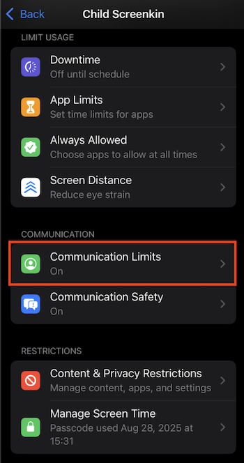 Communication Limits iOS